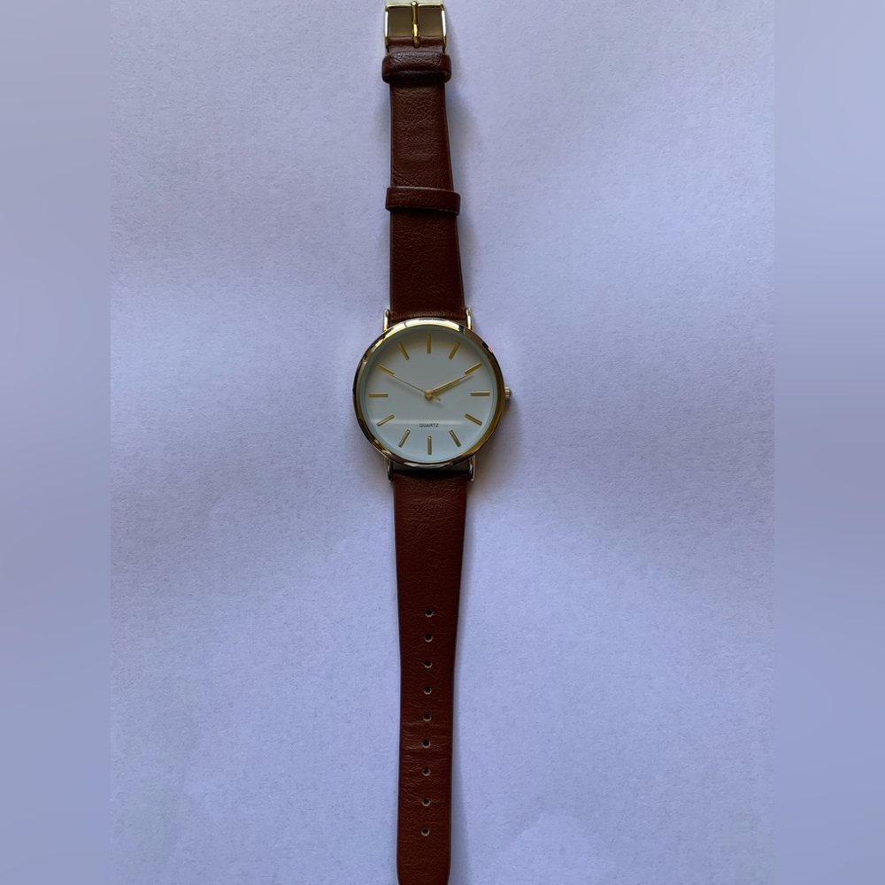 Brown Leather Watch Gold Accents